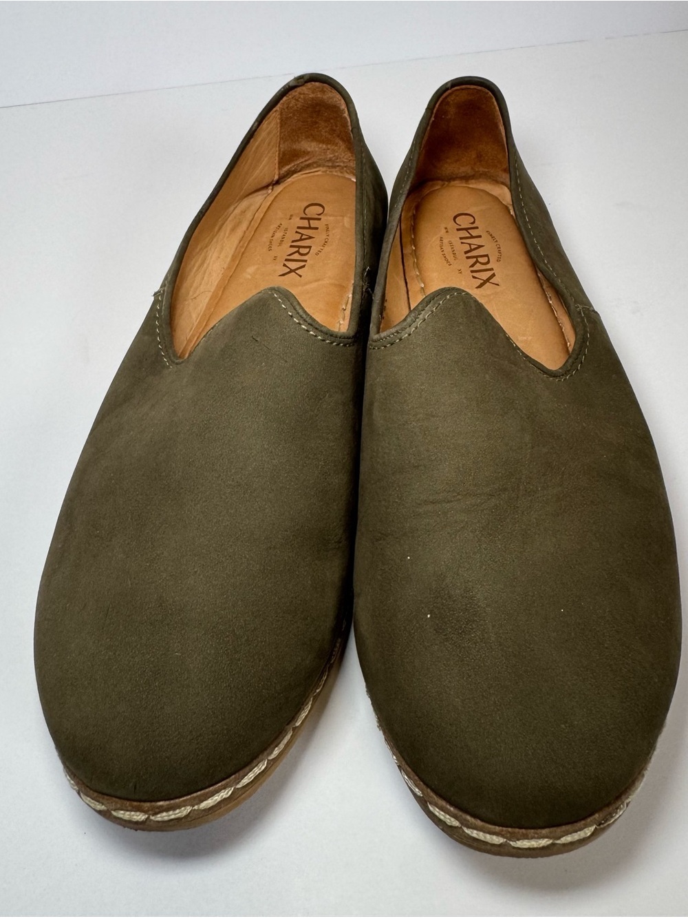 Charix Olive Suede Leather Slip-On Loafers size  
8.5